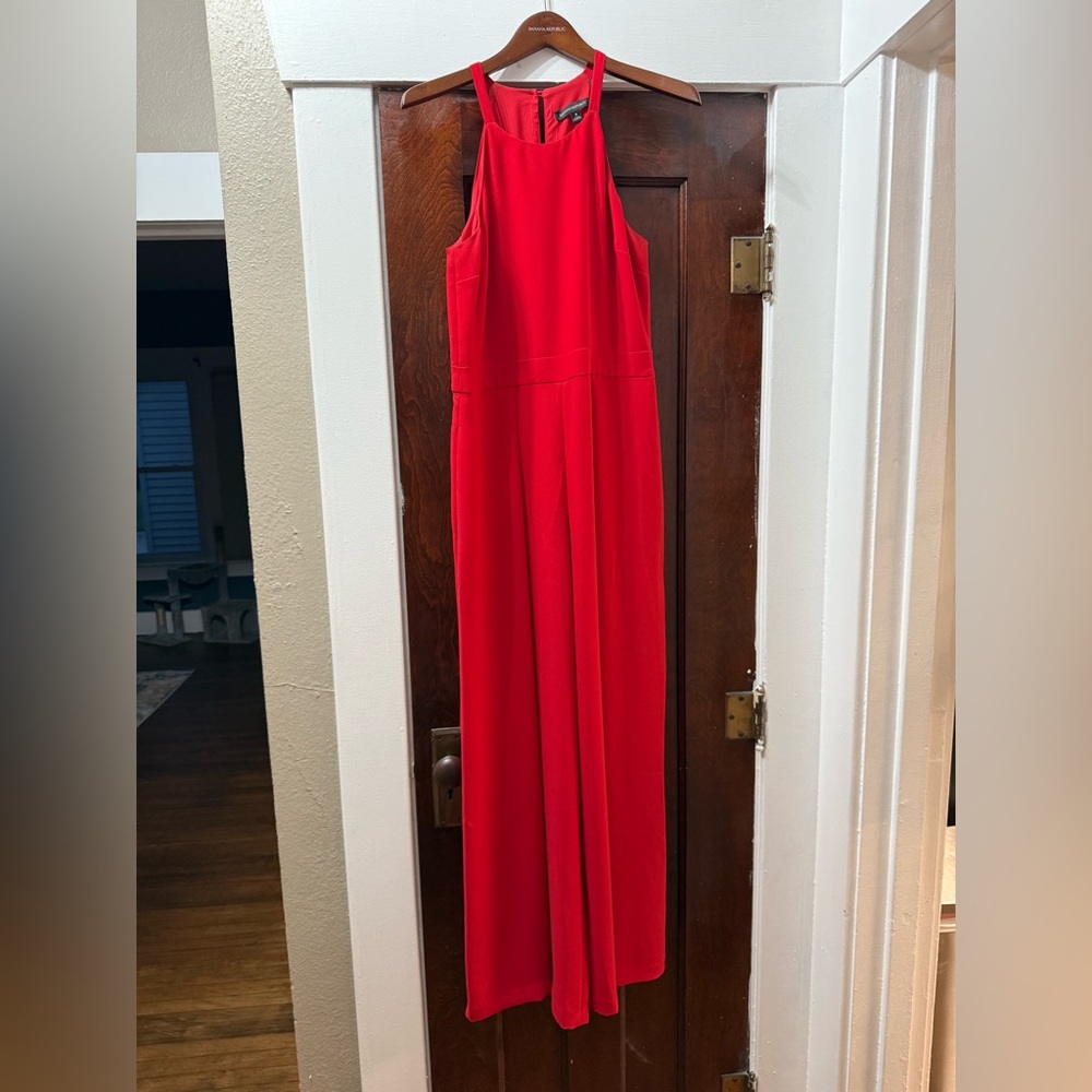 Banana Republic Red Jumpsuit Vibrant Sleeveless Design